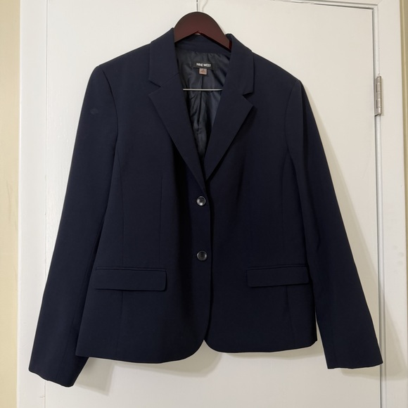 Nine West Jackets & Blazers - Nine West Navy Blue Blazer Size 16 in Black